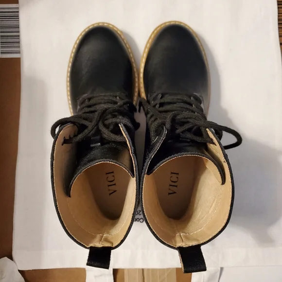 New Vici Brycen Black Lace Up Combat Boots 7 - Picture 5 of 8